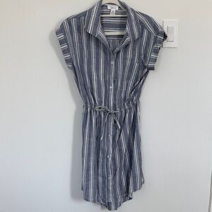 Japna Blue and White Striped Mini shirt Dress